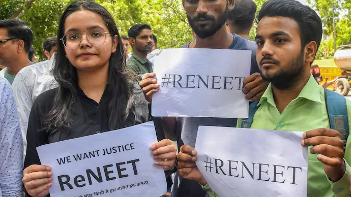 NEET UG students protesting