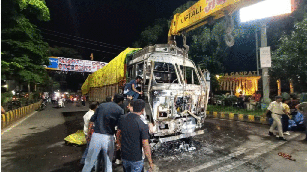 indore airport road truck accident 2025